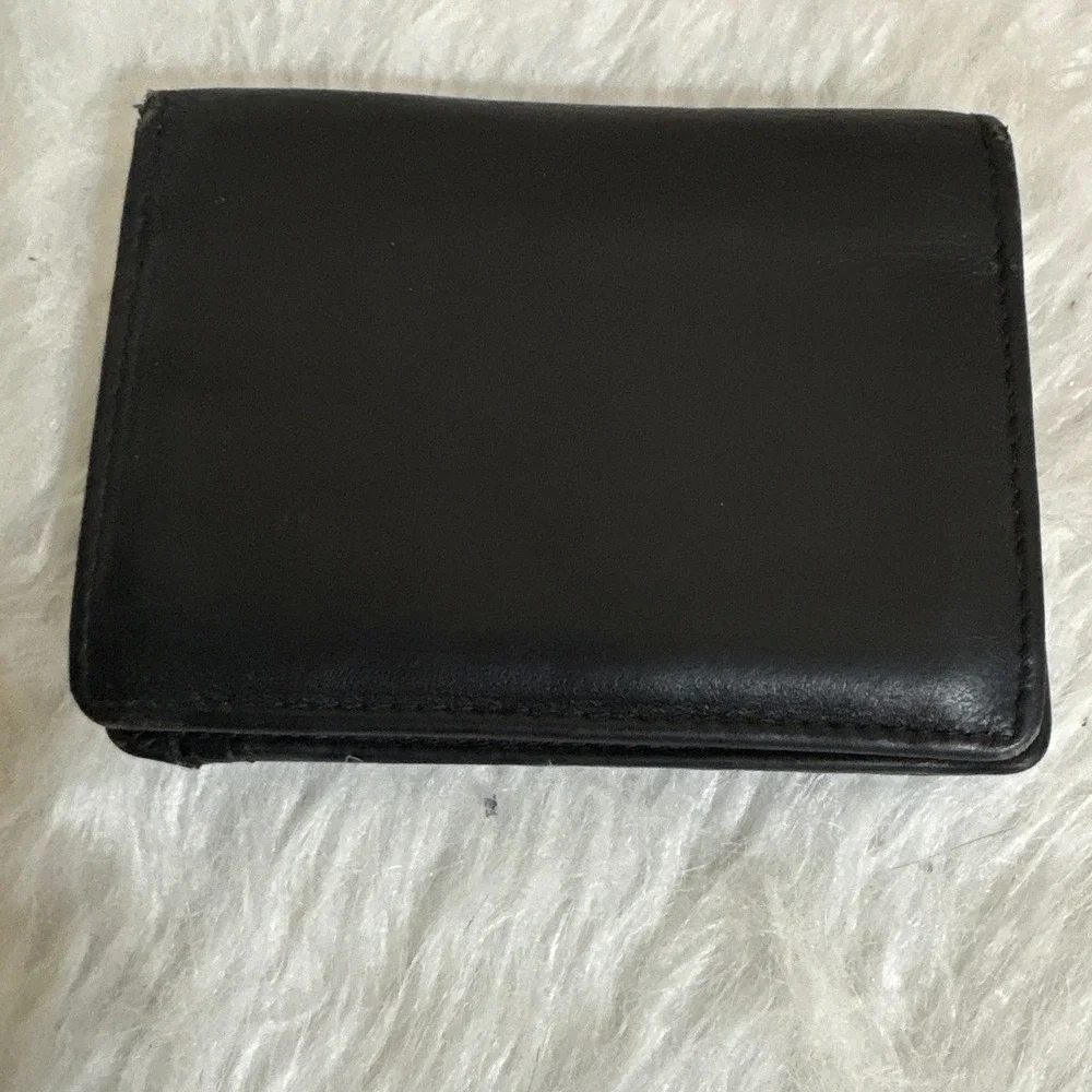 Mens Black Genuine Leather RFID Blocking Bifold Wallet with Trifold ID Window